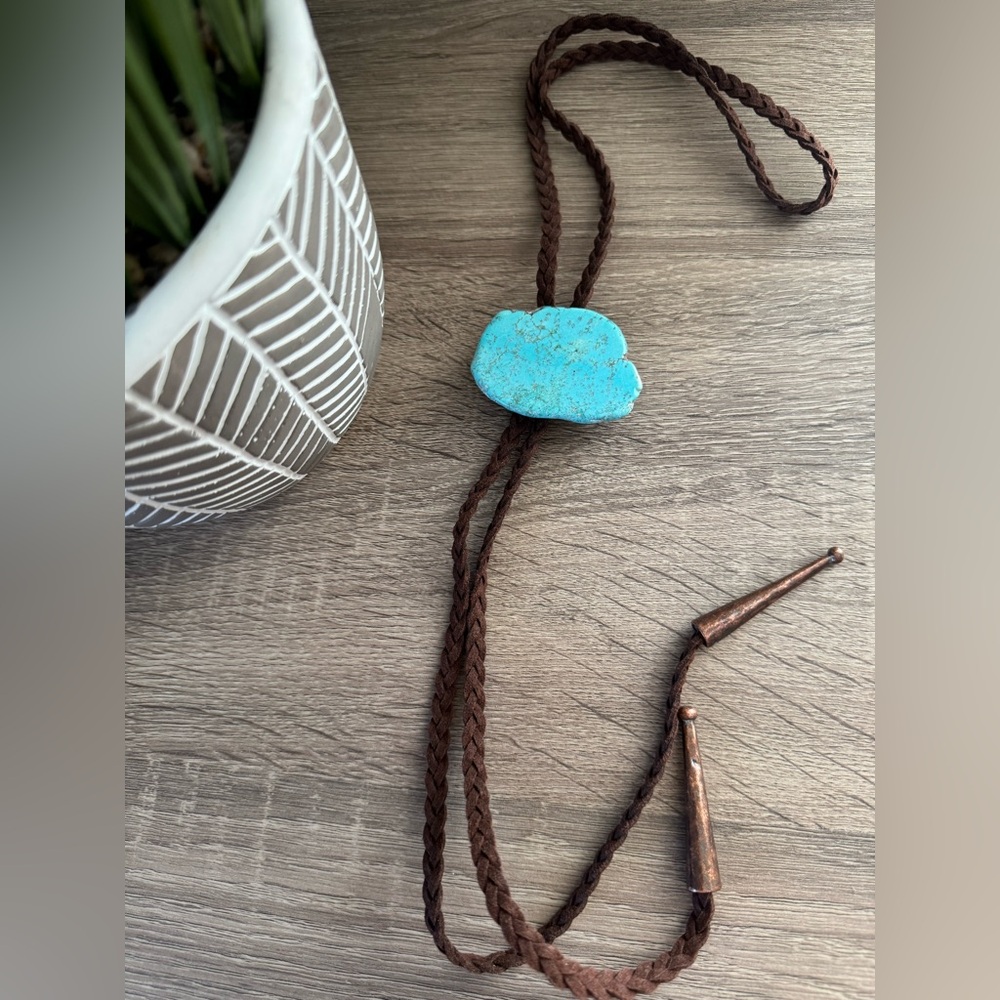 TURQUOISE SLAB BOLO NECKLACE